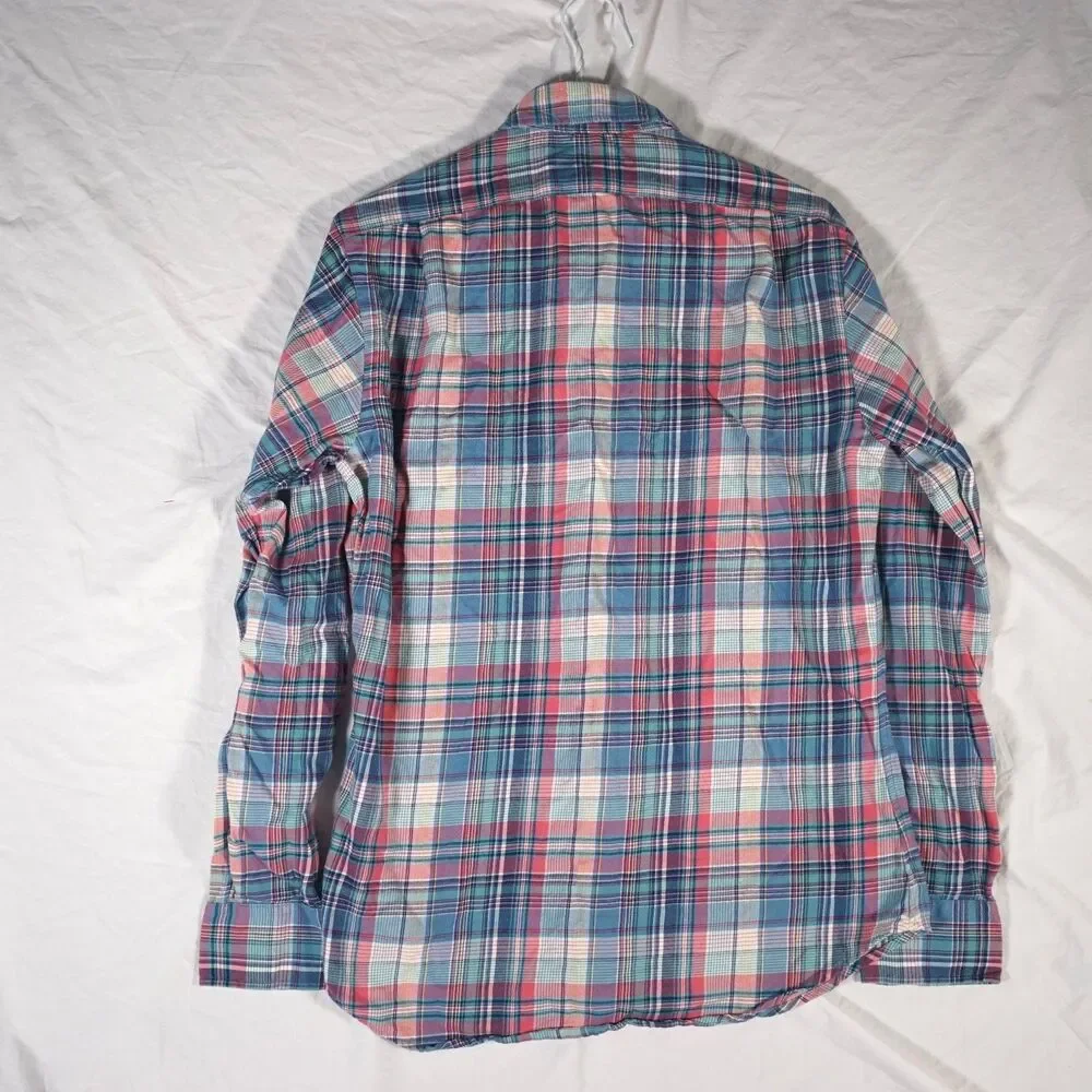 Polo Ralph Lauren Luxury Flannel Shirt Pink Blue Small
